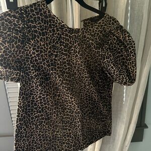 J. Crew Black and Brown Animal Print Blouse